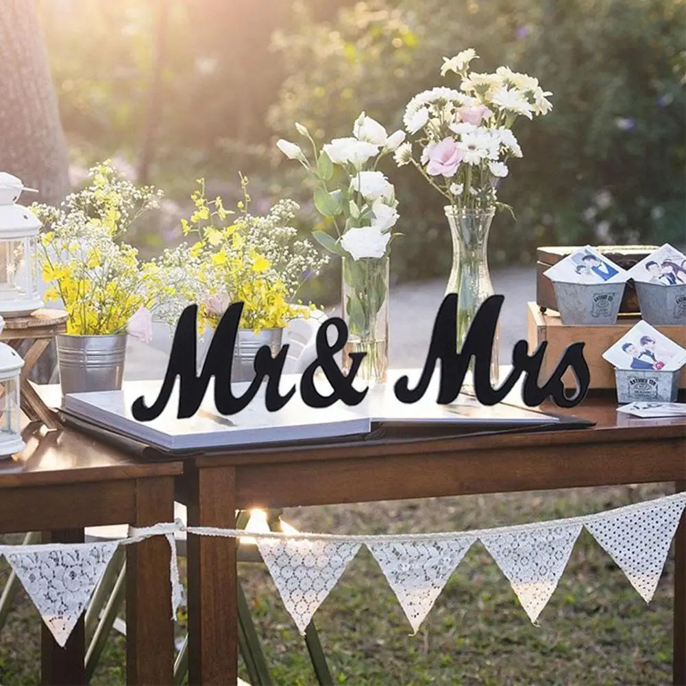 Деревянный Mr Mrs свадебное украшение DIY Белая буква романтический декор для стола