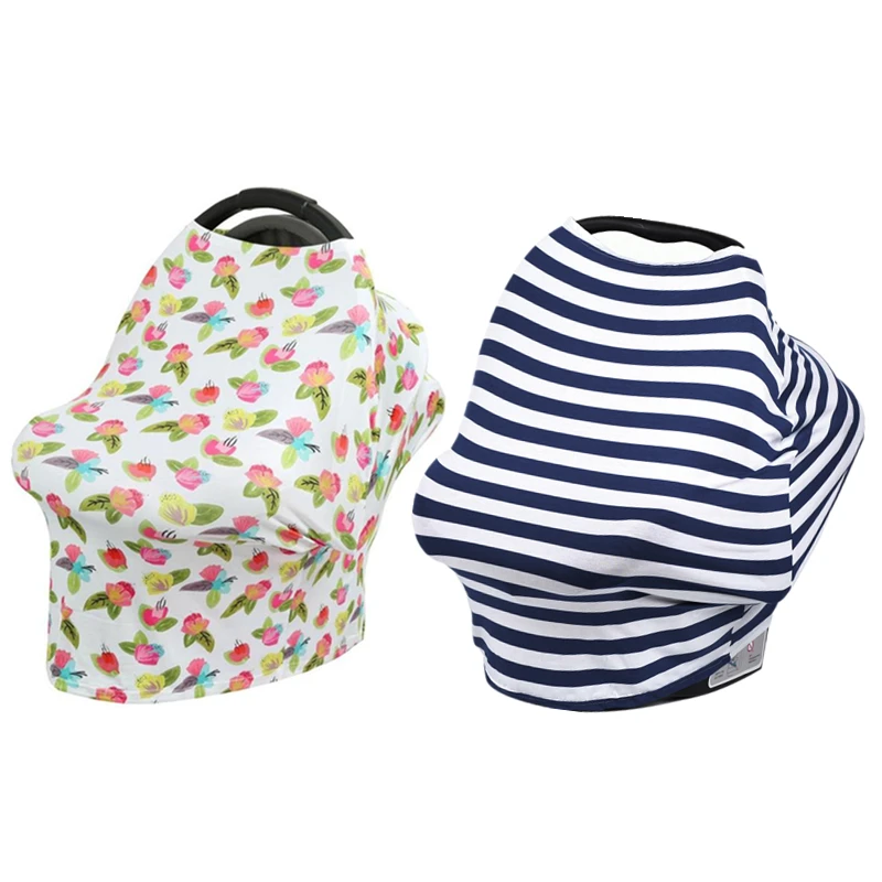 Baby Car Seat Cover Canopy Nursing Cover Towel Multifunction Stretchy Infinity Scarf Breastfeeding Shopping Cart Sunshade Cloth