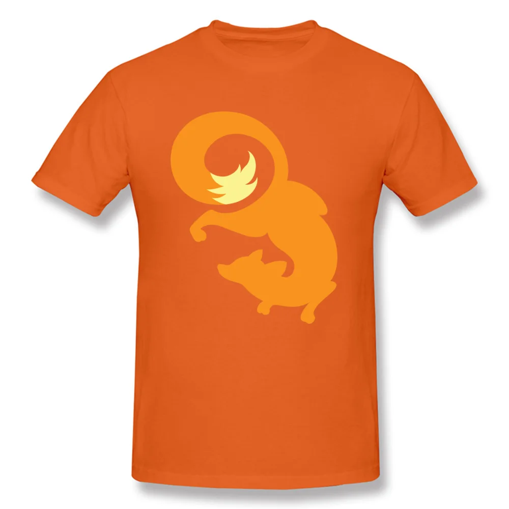 Casual T-Shirt Special Crewneck Simple Fox Symbol 100% Cotton Fabric Men Tops Shirts Summer Short Sleeve Tops Shirts Simple Fox Symbol orange