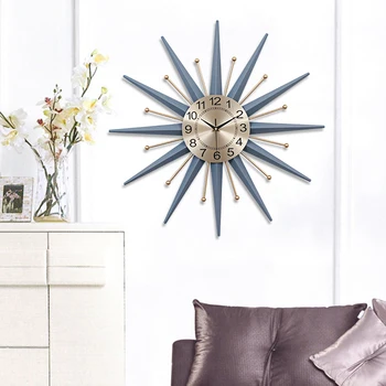 

Simple Modern Sun Shape Wall Clocks Wall Hanging Decoration Home Livingroom Wall Mute Electronic Clock Wall Mural Ornaments Art