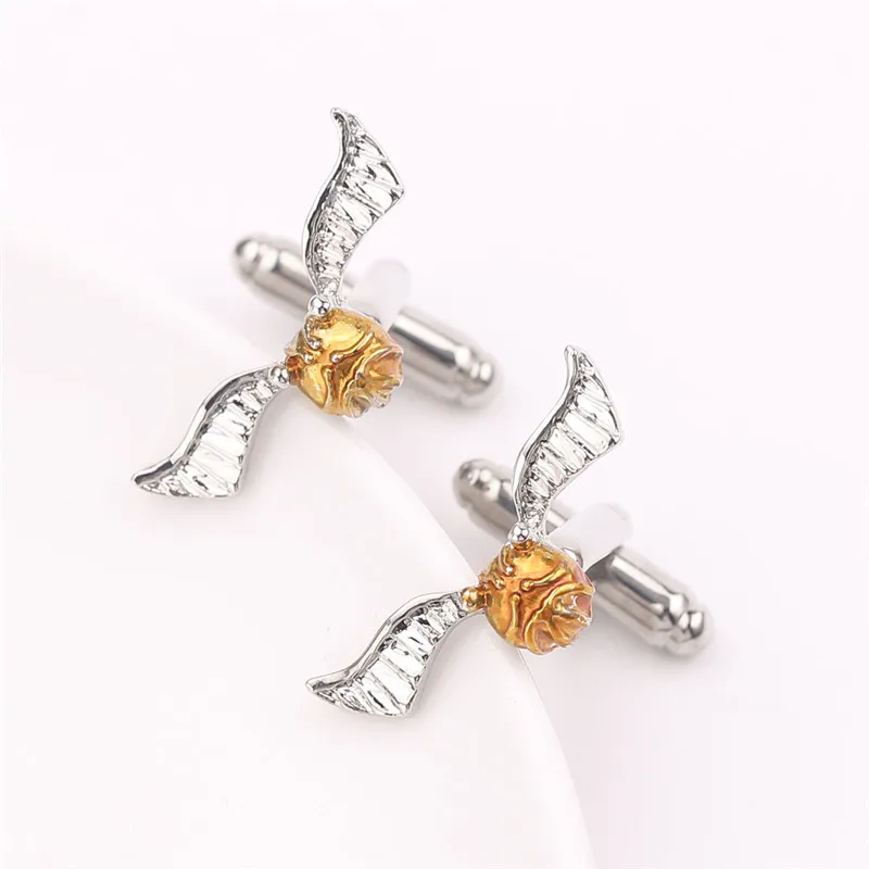 

High Quality Magical Snitch Cufflinks Golden Ball Wings Men Cuff Links Gifts For Men Shirt Cuff Button Jewelry Accessories gifts