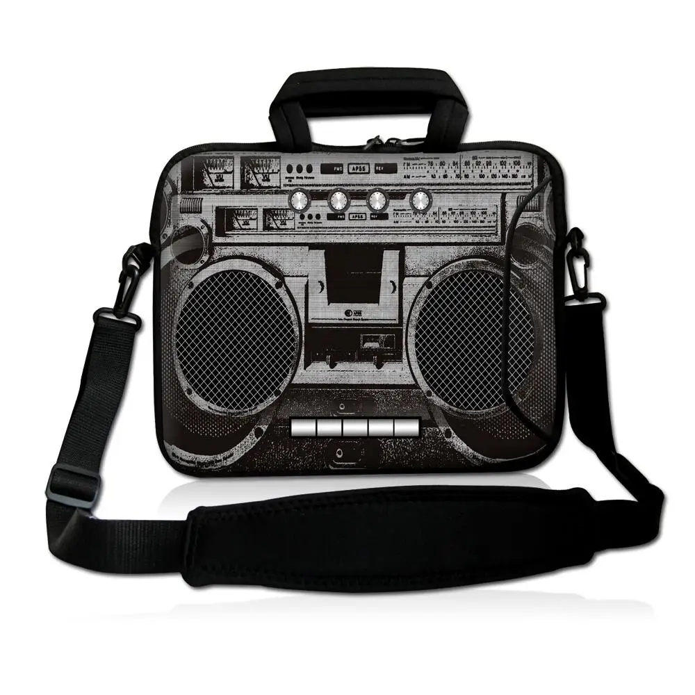 13" Boombox Soft Laptop Bag Carry Case Cover w.Pocket,Shoulder Strap