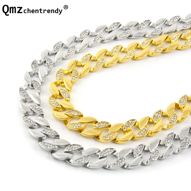Men’s Iced Out Hip Hop Pendant & Chain – Gold Cubic Zirconia Box/Rope Necklace Set