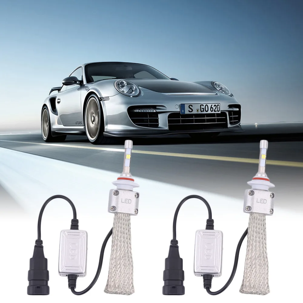 

Newest 1Pair A8 H10 Car LED Headlamp Bulb Head lights Replace Xenon Headlights 5500LM 12V-36V 120W 6000K LED Chip White
