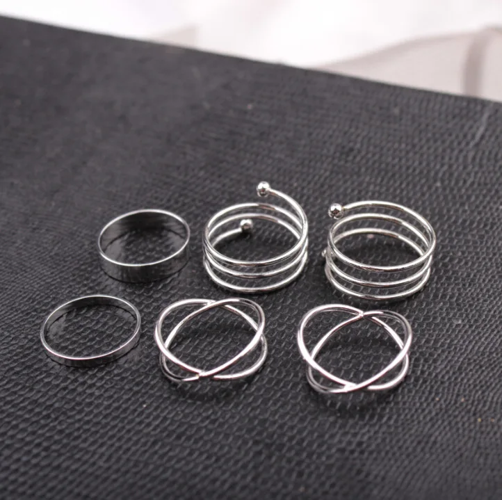 

New 6 pcs/set Punk Gold /Silver Stackable Knuckle Midi Rings For Women Finger Ring Set Bague Rings Anillos Christmas Gift