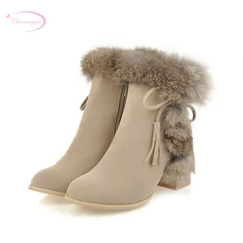 

Chainingyee party nubuck round toe ankle boots lace-up tassel zipper black gray beige black high heels women's riding boots