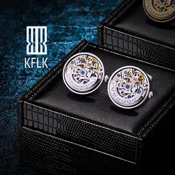 KFLK Jewelry Shirts Cufflinks for Men's Brand Movement Mechanical Big Cuff links Buttons Male High Quality  guests