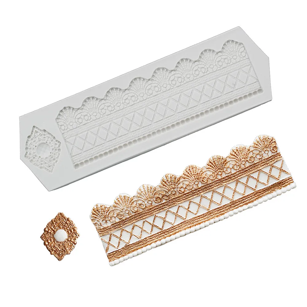 

gemstone Pearl 3D Food grade Silicone Mold Cake Border Fondant Cake Decorating Tool Baking Cookie Chocolate Candy Mould