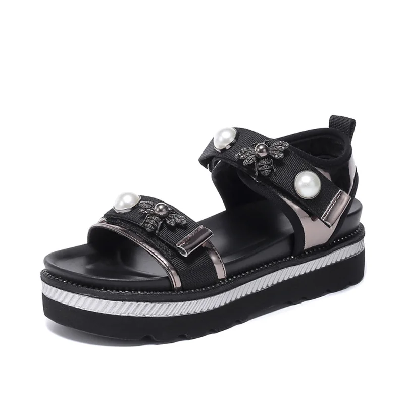 sandalias mujer 2019 Casual Shoes Women Chunky Sandals Platform Rome Style zapatos de mujer Pearl Ladies footware Gladiators