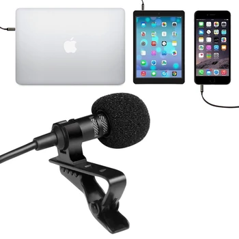 

Clip-on Lapel Mic Karaoke KTV 3.5mm Wired Earphone Headset Professional Lapel Condenser Microphone Camera Mic for iPhone iPad PC