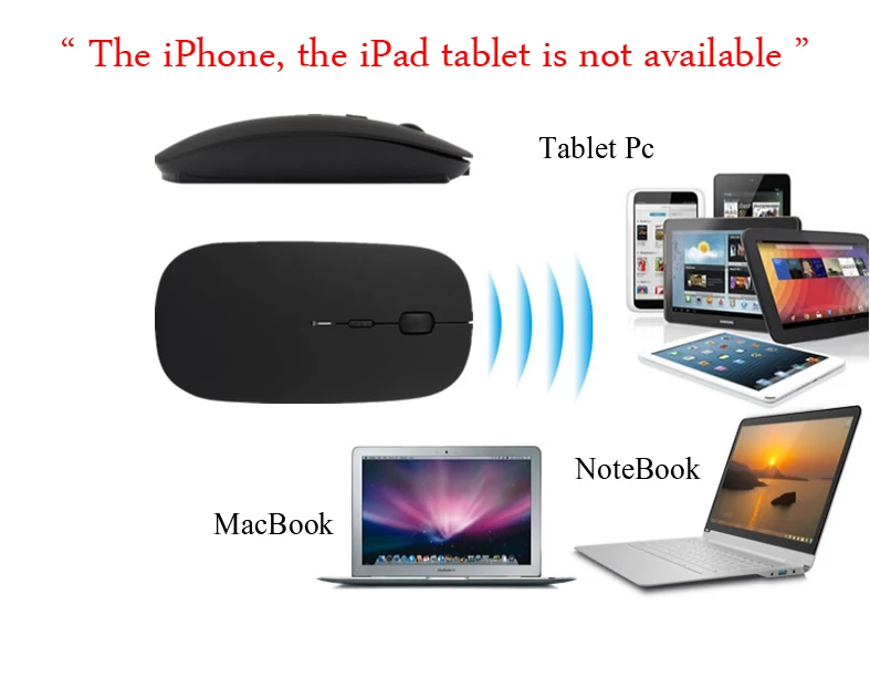 Бесшумная перезаряжаемая Bluetooth мышь для Dell Venue 10 11 Pro/Latitude/Inspiron/XPS/Vostro 11 12 13 14 15/G3 G5 G7