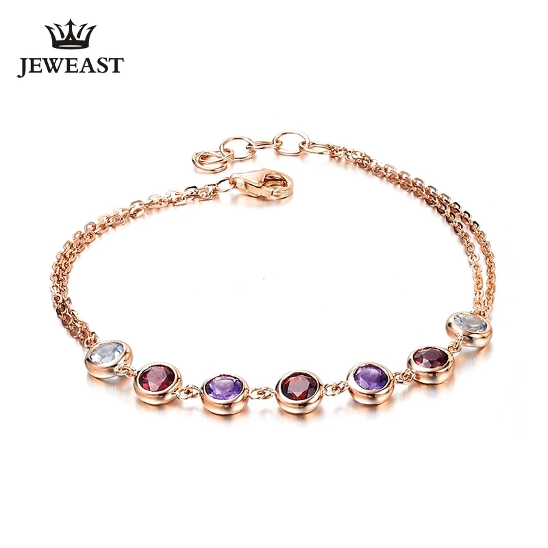 

Natural tourmaline 18k Pure Gold Female Bracelets Fine Jewelry Gift Girl Thin Trendy Solid 750 Real Bangle Party Good Nice