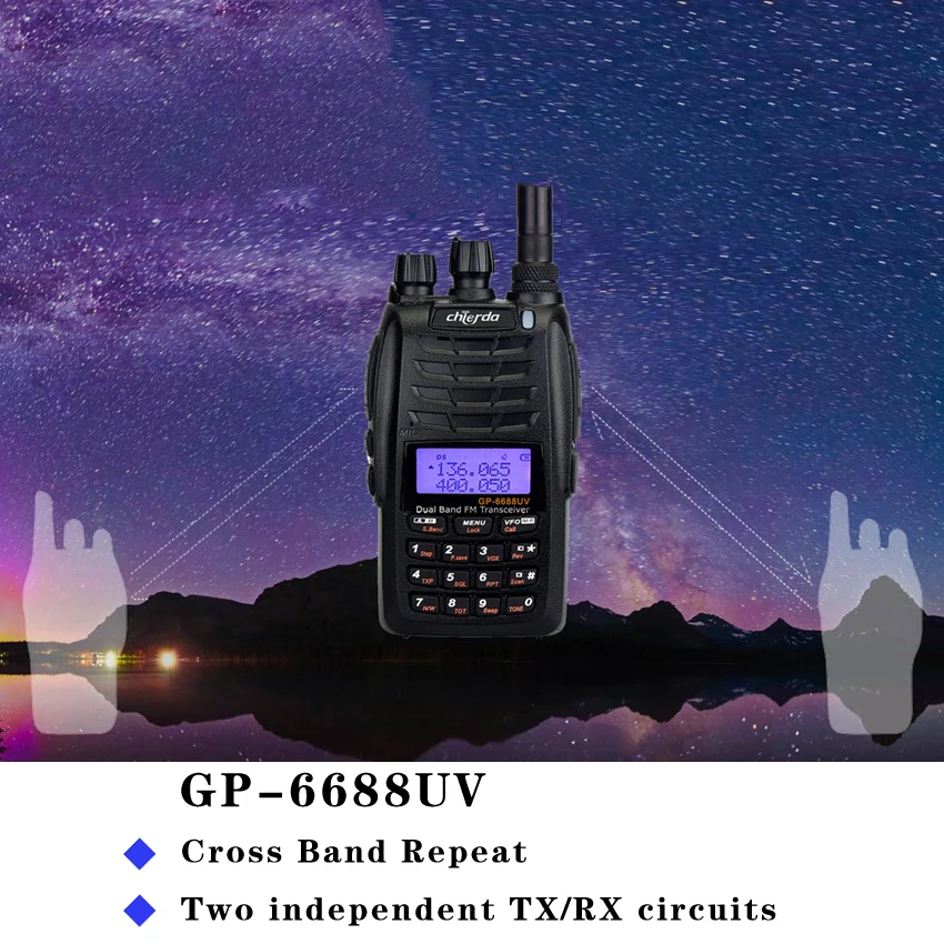 Новинка 2018 GP 6688UV Walkie Talkie с ретранслятором перекрестной полосы двухдиапазонное