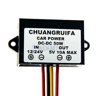 

Waterproof DC 12/24V to 5V 10A 50W Buck Step-Down Converter Module Car Power M07 dropship