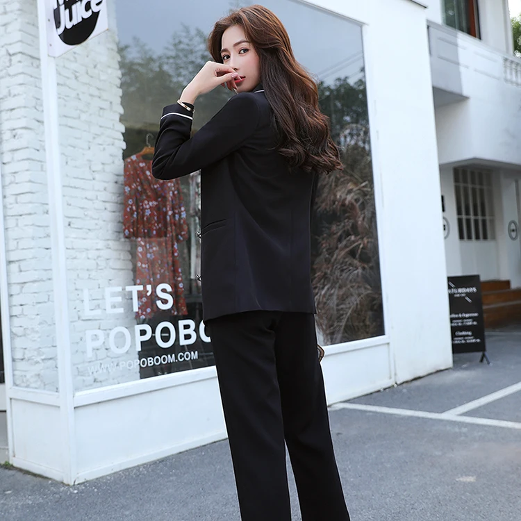 Autumn Winter Korean Edition White Edge Skinny Temperament Fashion Two Sets Long Trousers Woman Attractive Female Suit Autumn Winter Korean Edition White Edge Skinny Temperament Fashion Two Sets Long Trousers Woman Attractive Female Suit