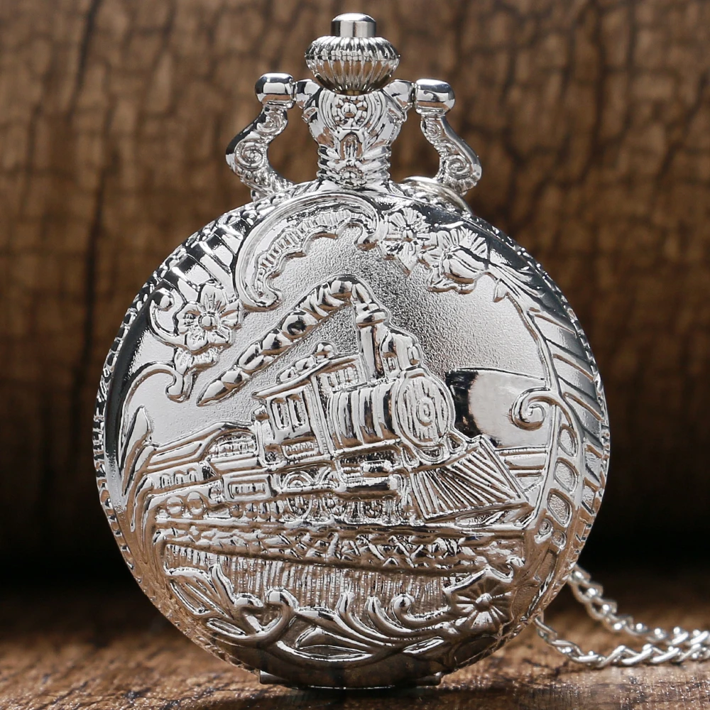 Женские кварцевые часы модные серебристые с рисунком двигателя карманные для
