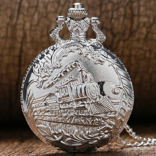 Fashion Silver Train Rail Engine Pattern Necklace Watches for Women Ladies Quart Fashion Silver Train Rail Engine Pattern Necklace Watches for Women Ladies Quart