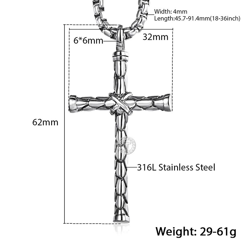 Мужское ожерелье с крестом, 22 дюйма, 316L, нержавеющая сталь, подвеска с крестом, ожерелье для мужчин, Прямая поставка,, ювелирные изделия HP295
