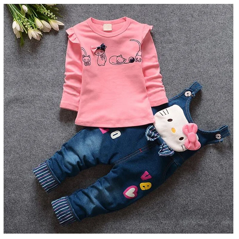 Комплект одежды для девочек Hello Kitty и Микки Минни комплект осенней рубашка с