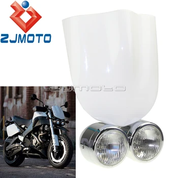 

Universal Motorcycle Wind Screen Headlamp Streetfighter Cafe Racer For Suzuki GSF600 SV650 Twin Dominator Chrome Headlight