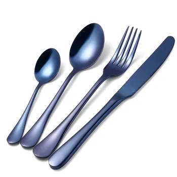 

4/8/16/24pcs Stainless Steel Cutlery Set Blue Dinnerware Set Dinner Knife Fork Dinner Spoon Tableware Set Wedding Set Christmas
