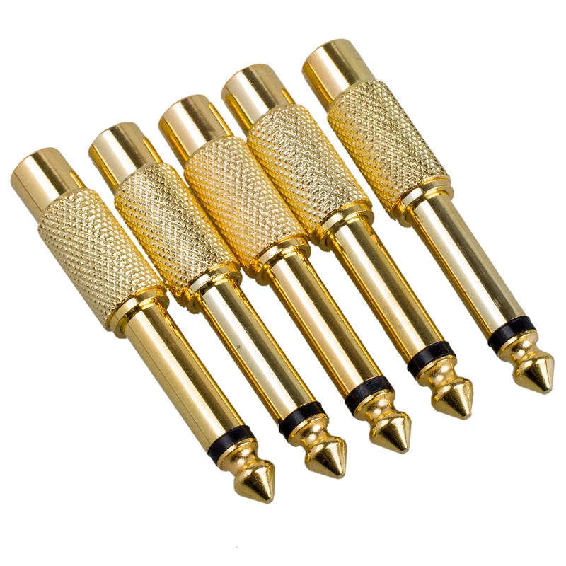 10 Pcs Gold Plated 6.35mm Male 1//4 Mono Jack Plug Audio Connector Soldering