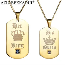Азиз беккауи ее король и его королева парные ожерелья с короной золотого цвета бирка из нержавеющей стали кулон ожерелье дропшиппинг