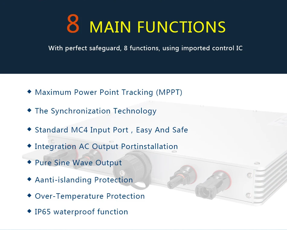 MAYLAR@ Maysun1200W Солнечная Сетка галстук микро wifi Коммуникационный инвертор с 4 MPPT функцией выхода Чистая синусоида солнечный преобразователь