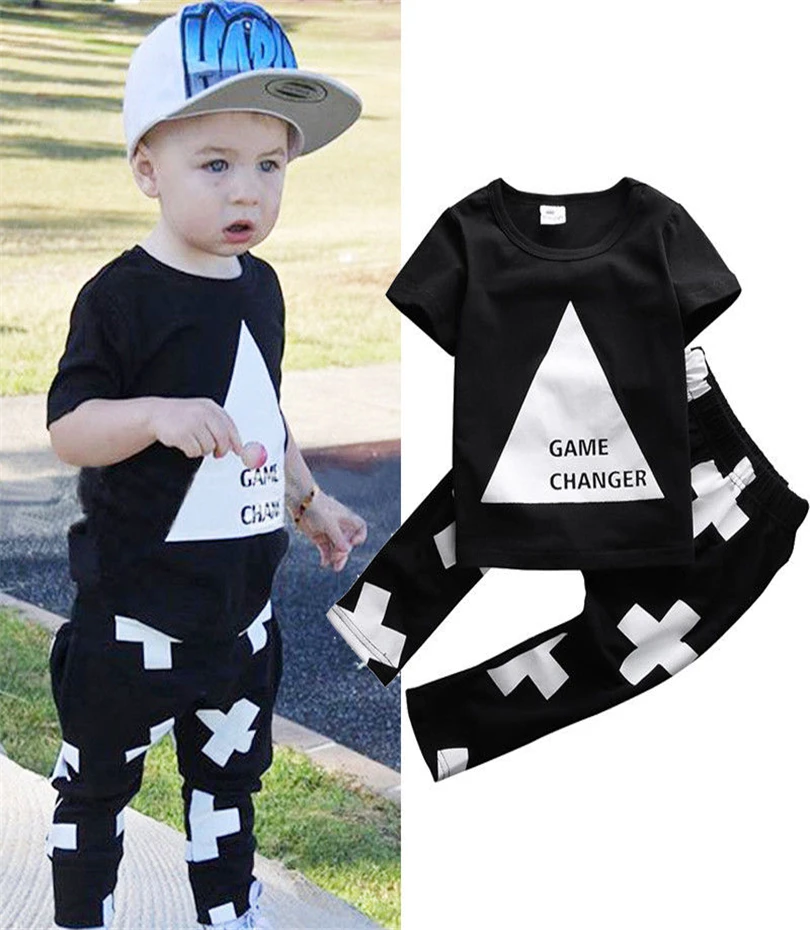 Summer Baby Boy T Shirt+Pants Set Toddler Infant Kids Outfits Tops Tee