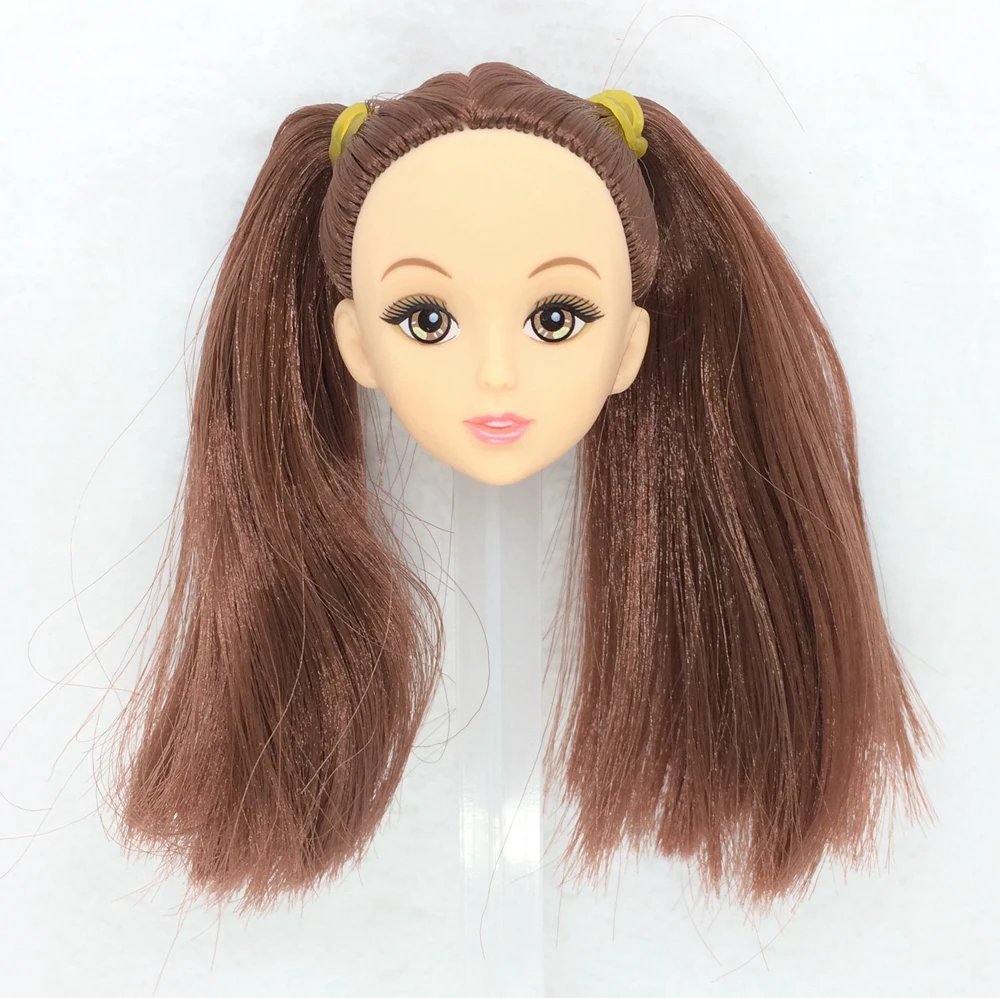 NK One Pcs Fashion Doll Head With Two Brown Braid Hair DIY Accessories For Barbies Kurhn Doll