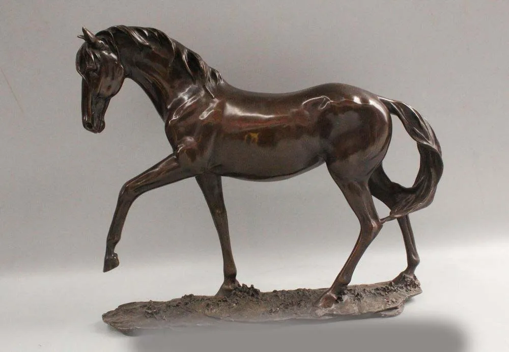 

14"Chinese China Home Fengshui Bronze Running Zodiac Year Horse Statue Sculpture