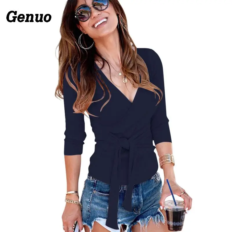 Women Bandage Knitted Sweaters Pullover Genuo Knitwear Fashion Tops Blouse Long Sleeve V Neck Sweater Autumn Clothes Women Bandage Knitted Sweaters Pullover Genuo Knitwear Fashion Tops Blouse Long Sleeve V Neck Sweater Autumn Clothes
