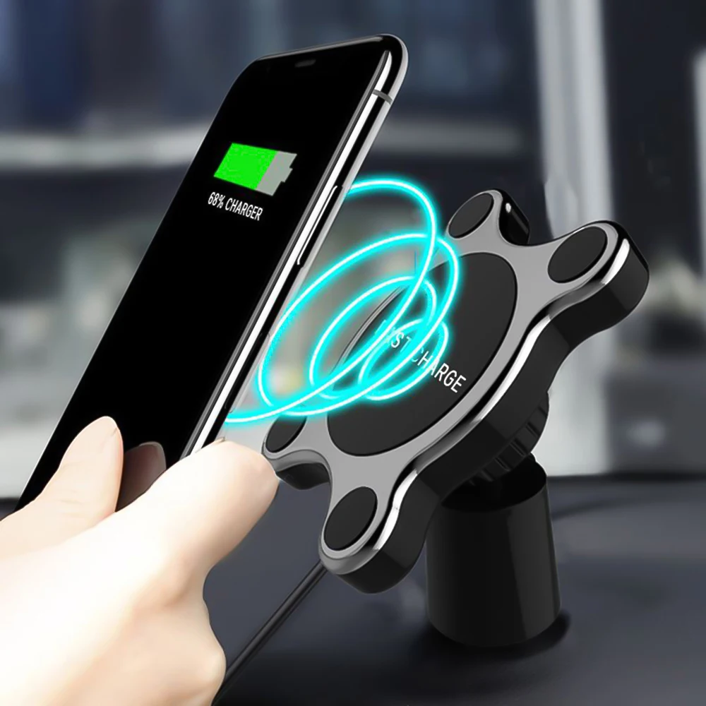 

Car Mount Qi Wireless Charger For iPhone X 8 8 Plus For Samsung Galaxy S9 S8 Note 9 Wireless Charging Car Phone Holder Stand