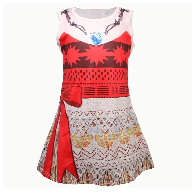 

Cosplay performance clothes girls one piece dress Moana sleeveless 3D cartoon printing fashion costume dress