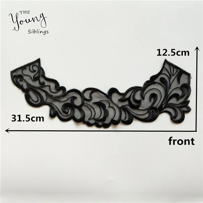 New White/Black Embroidery Venise Neckline Lace Collar Costume Dress Fine Applique Motif Dress Fabric DIY Sewing Accessories