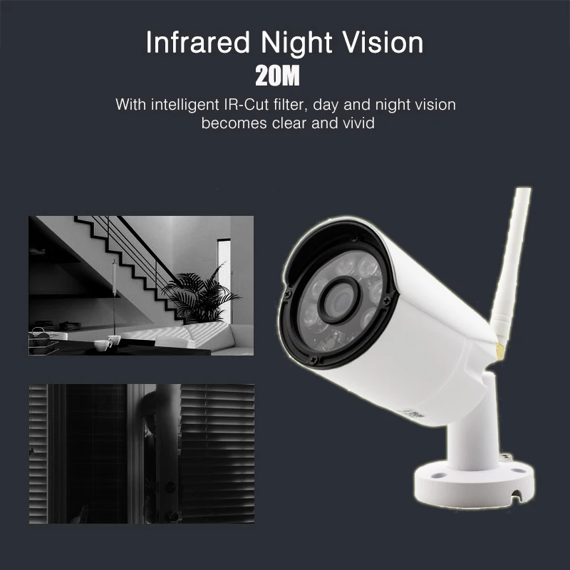 Беспроводной IP пуля Камера безопасности Wi Fi HD 720 P IP65 Водонепроницаемый камера