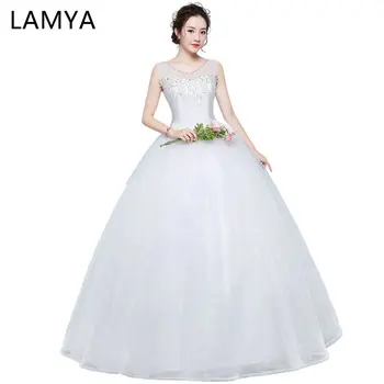 

Princess Lace Wedding Dresses 2019 Women Fashion Bride Gowns Sexy Boat Neck Ball Gown lace and tulle long sleeve wedding dress