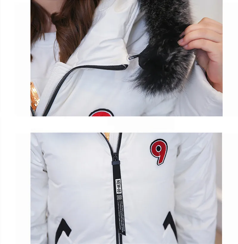AYUNSUE/женская белая куртка-пуховик на утином пуху, плотное зимнее пальто, женские белые парки с воротником из искусственного лисьего меха, большие размеры 10XL, Casaco WXF511