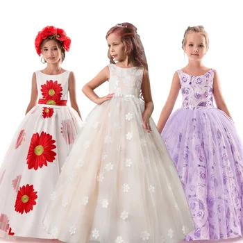 

Children's Dress Wedding Flower Girl Dress Beauty Pageant Event Princess Embroidered Gown Girls Birthday Party School Prom Dress