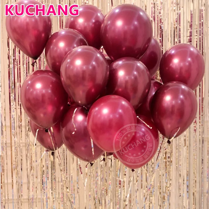 20pcs/lot 12inch Sparkling Burgundy Wine Red Latex Balloons Wedding Bridal Shower Birthday Graduation Prom Party Decorations