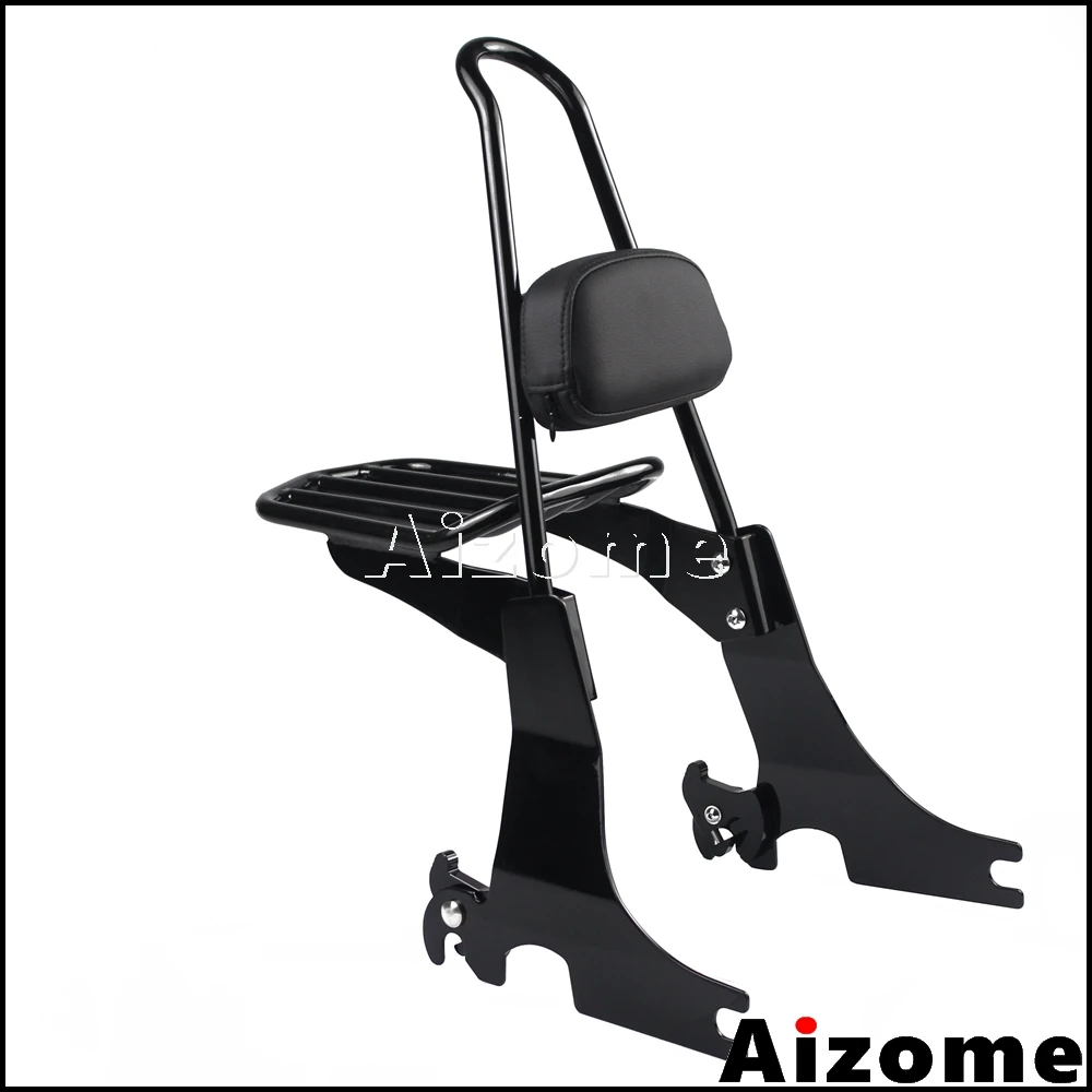 Black Detachable Sissy Bar Backrest Luggage Rack For Harley Sportster 1994 2003 XL XLH 883R 883