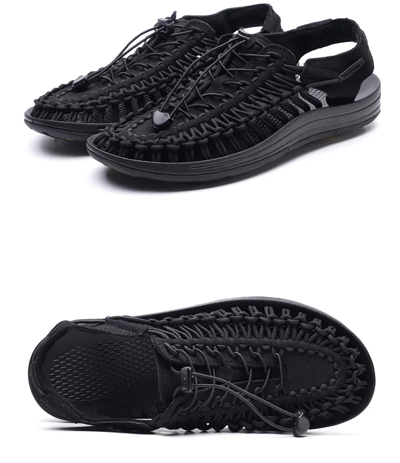 Летние сандалии для мужчин и женщин дышащая прогулочная обувь для мальчиков и девочек тканые мужские пляжные сандалии без застежки модная обувь