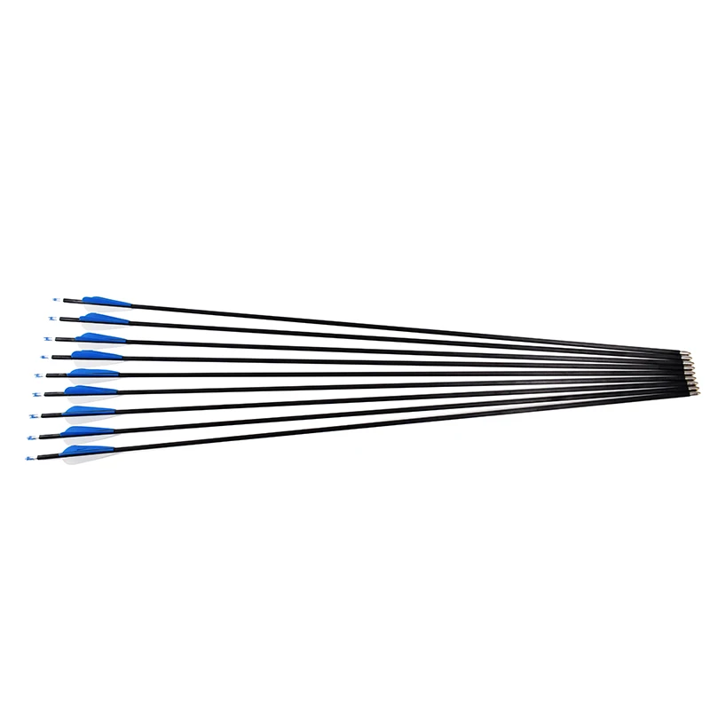 Охотничьи 12 шт. карбоновые стрелы 32 дюйма диаметр 6 мм с 1 белым и 2 синим пластиковым пером для стрельбы из лука стрельба из лука