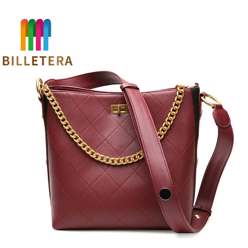 

BILLETERA New Women Head Genuine Leather Shoulder Messenger Cross Body Chain Bags