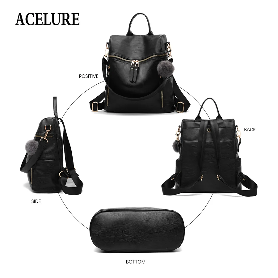 Mochila De mujer ACELURE mochila mujer 2018 nueva mochila de cuero PU de alta calidad para mujer mochila de moda femenina Mochila De mujer ACELURE mochila mujer 2018 nueva mochila de cuero PU de alta calidad para mujer mochila de moda femenina