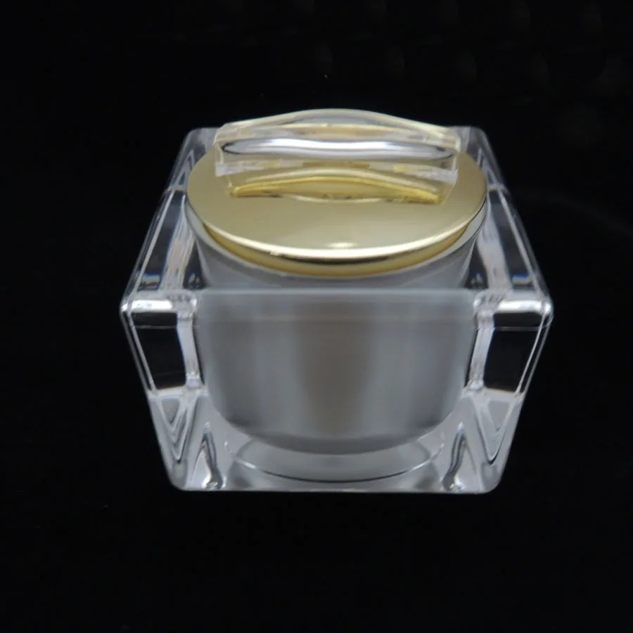 

50g pearl white acrylic square shape cream bottle, White color empty cosmetic bottle, square shape cream jar 10 pcs/lot