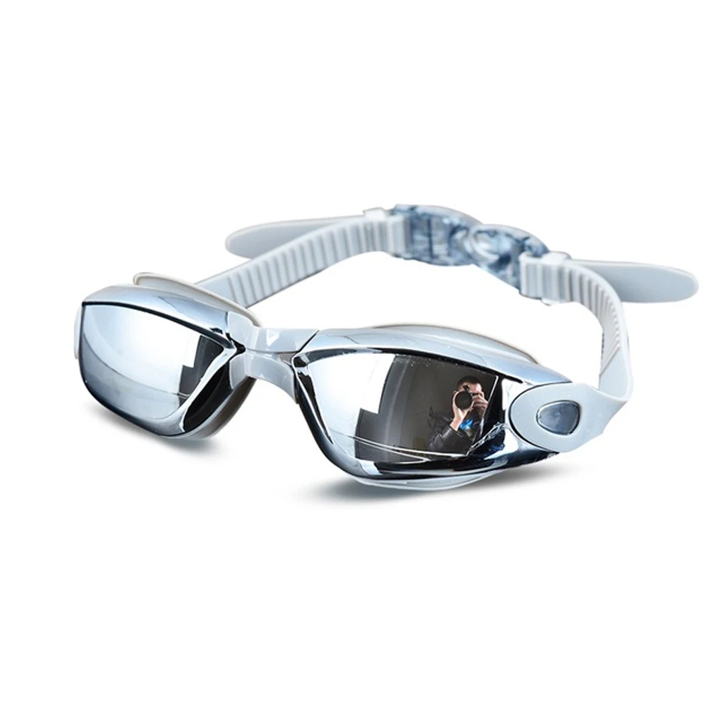 Гальванического покрытия УФ Водонепроницаемый Анти-туман Плавание носить очки плавание, дайвинг водные очки Gafas регулируемые Плавание ming очки Для женщин Для мужчин - Цвет: gray