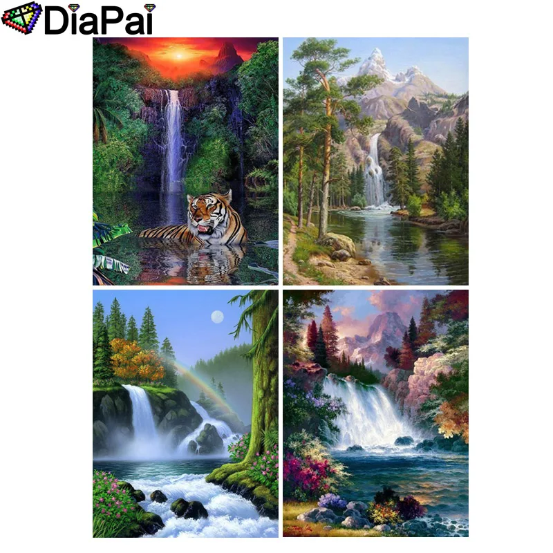 

DIAPAI 5D DIY Diamond Painting 100% Full Square/Round Drill "Waterfall scenery" 3D Embroidery Cross Stitch Home Decor