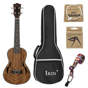 

HOT-Irin Concert Ukulele Kits 23Inch Walnut Wood 18 Fret Acoustic Guitar Ukelele Bag Capo Strap Mahogany Neck Hawaii 4 String