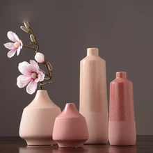 Nordic розовая керамическая ваза сушеные ваза для цветов ремесел мебели вазы для центральные части для свадеб украшения дома аксессуары